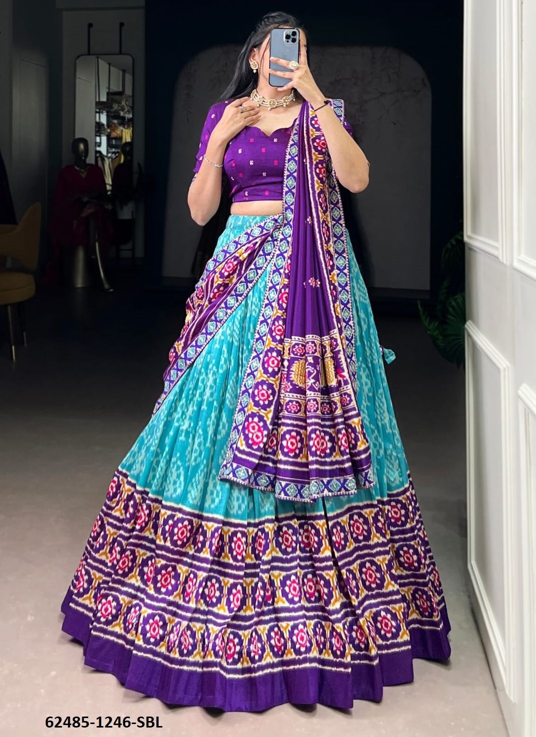 SERIES 1246 - Catalog # 62485 (Set of 4 Semi-Stitched Lehengas) by Jagraasa SERIES 1246 - Catalog # 62485 (Set of 4 Semi-Stitched Lehengas) by Jagraasa