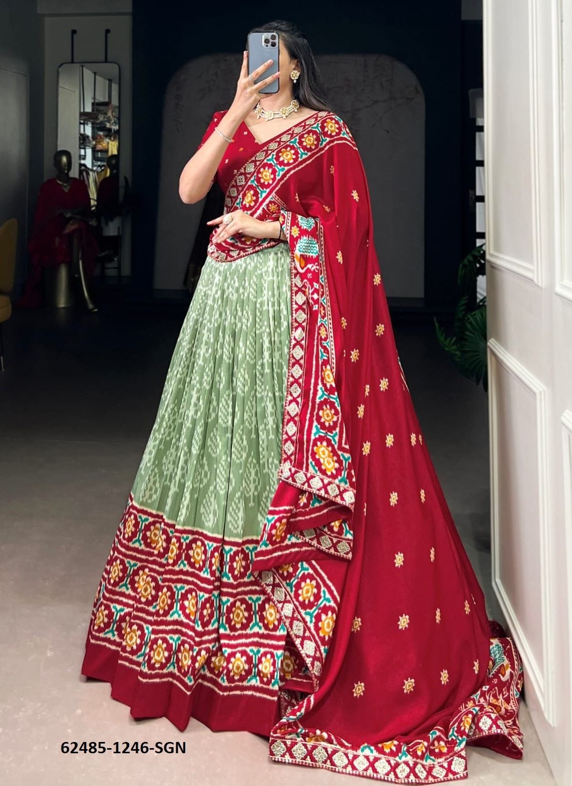 SERIES 1246 - Catalog # 62485 (Set of 4 Semi-Stitched Lehengas) by Jagraasa SERIES 1246 - Catalog # 62485 (Set of 4 Semi-Stitched Lehengas) by Jagraasa