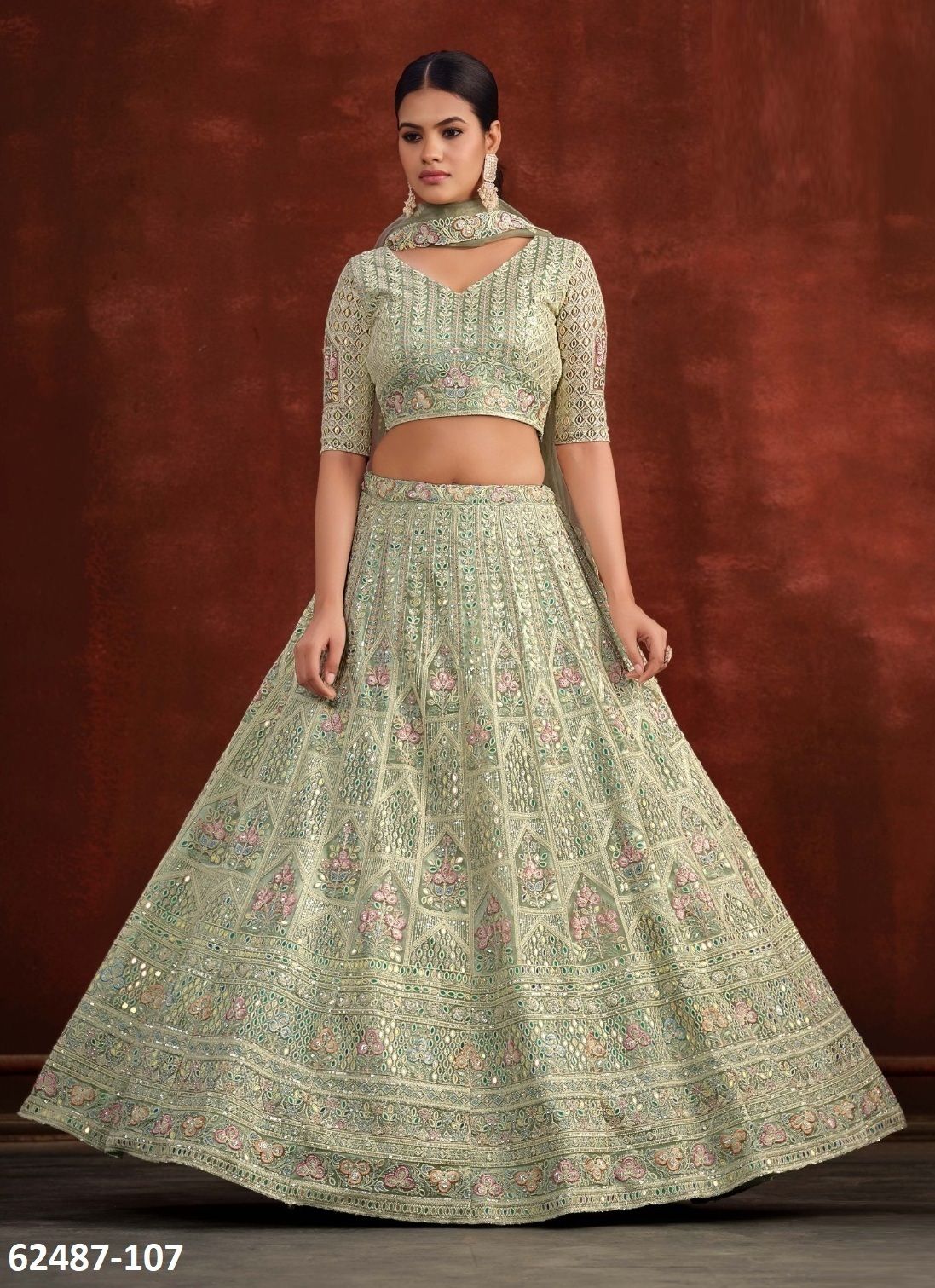 SANYA 2 - Catalog # 62487 (Set of 8 Semi-Stitched Lehengas) by Desi Muse SANYA 2 - Catalog # 62487 (Set of 8 Semi-Stitched Lehengas) by Desi Muse