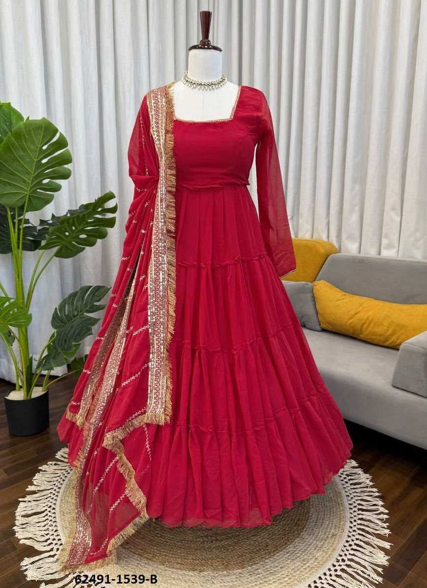 SERIES 1539 - Catalog # 62491 (Set of 3 Readymade Gowns) by Aabharan