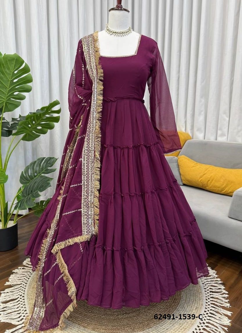 SERIES 1539 - Catalog # 62491 (Set of 3 Readymade Gowns) by Aabharan
