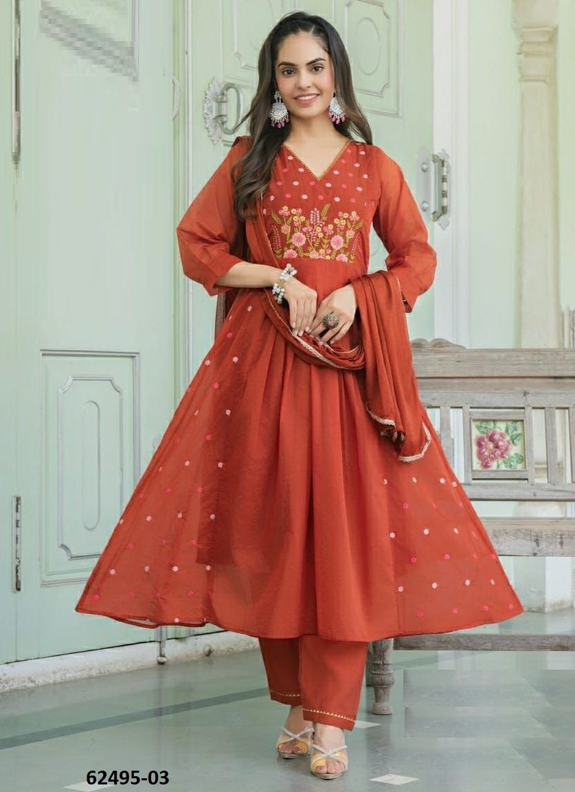 PIYA - Catalog # 62495 (Set of 6 Readymade Salwar Suits) by Kaya Ahmedabad