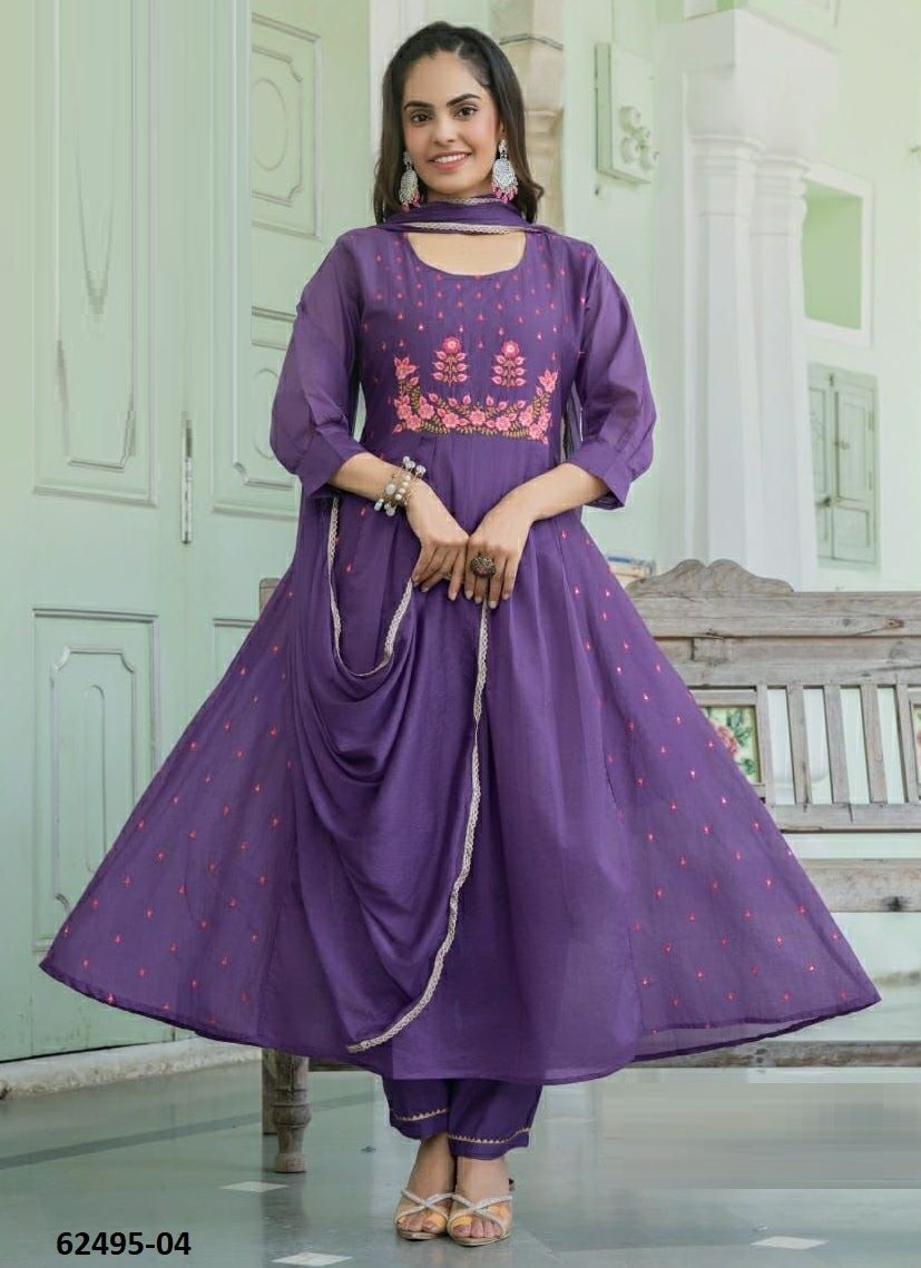 PIYA - Catalog # 62495 (Set of 6 Readymade Salwar Suits) by Kaya Ahmedabad