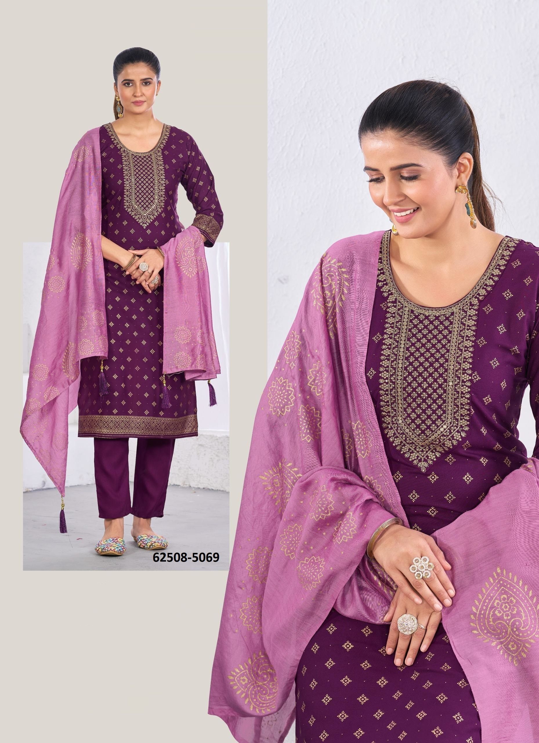 ROYAL TOUCH 20 - Catalog # 62508 (Set of 6 Readymade Salwar Suits) by Desi Muse