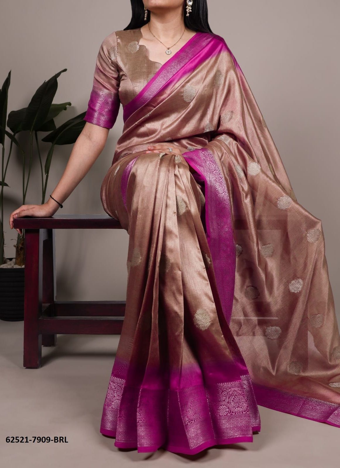 SILK ZARI WEAVING SERIES 7909 - Catalog # 62521 (Set of 4 Sarees) by Desi Muse