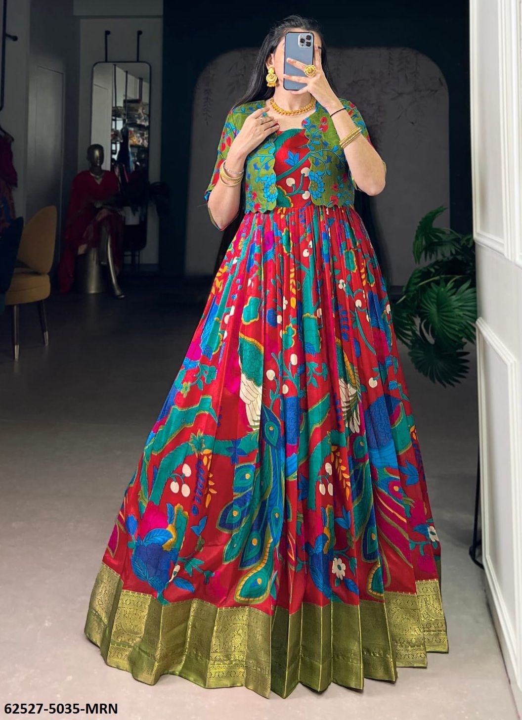 GOWNS WITH KOTI SERIES 5035 - Catalog # 62527 (Set of 4 Readymade Gowns) by Jagraasa