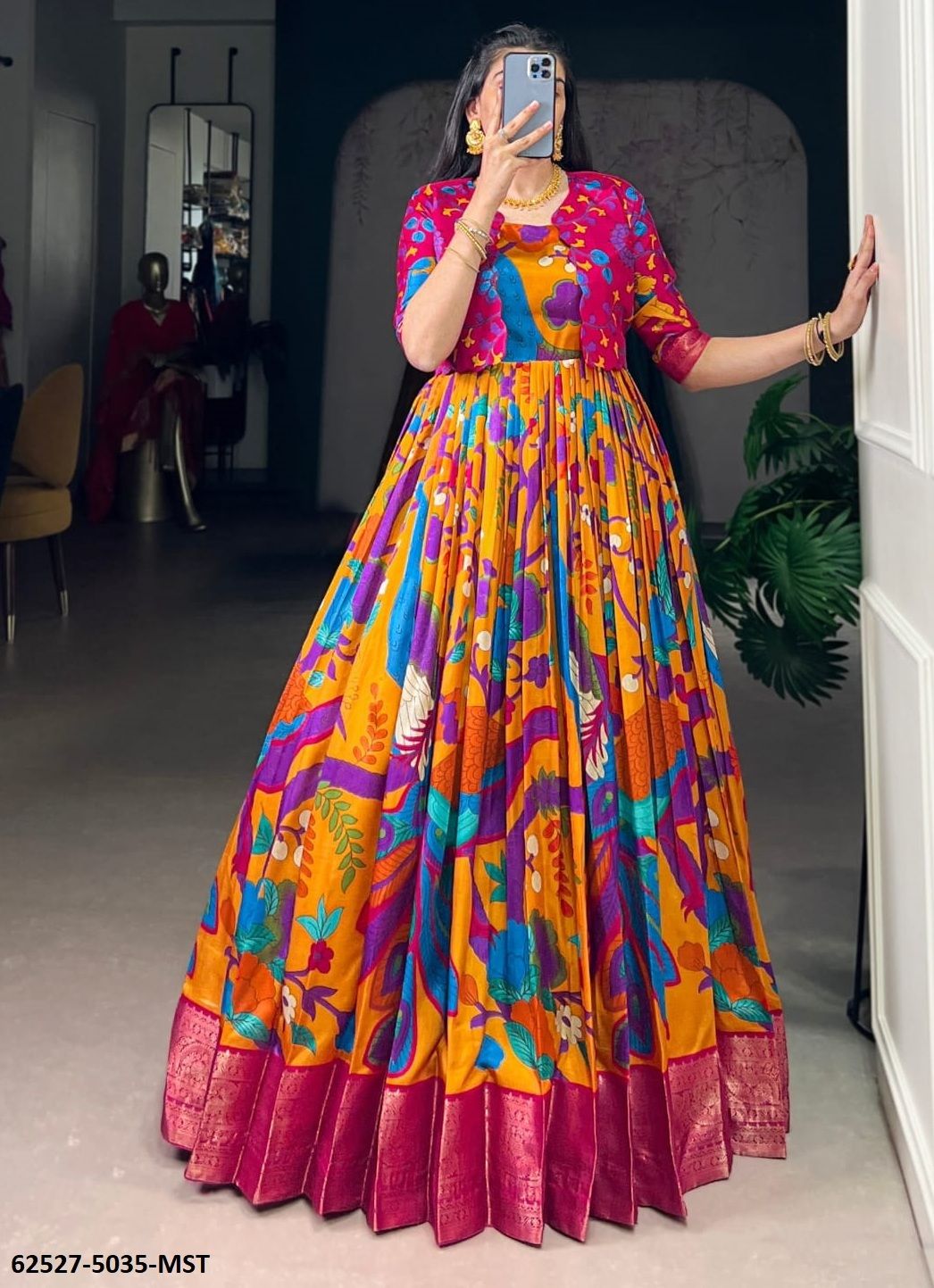 GOWNS WITH KOTI SERIES 5035 - Catalog # 62527 (Set of 4 Readymade Gowns) by Jagraasa