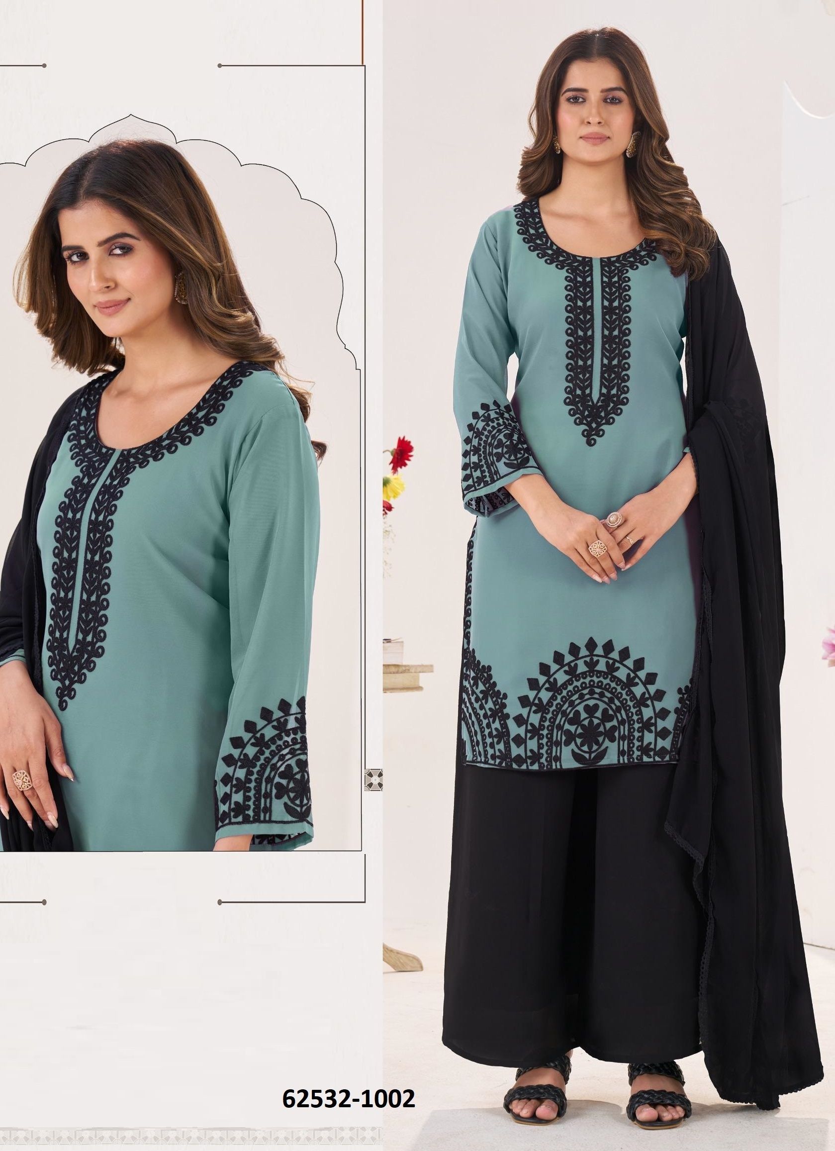 BLACK FOREST - Catalog # 62532 (Set of 4 Readymade Salwar Suits) by Desi Muse BLACK FOREST - Catalog # 62532 (Set of 4 Readymade Salwar Suits) by Desi Muse
