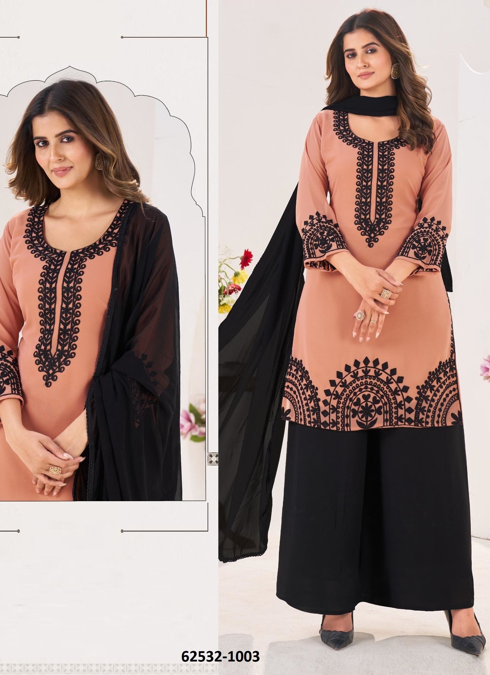 BLACK FOREST - Catalog # 62532 (Set of 4 Readymade Salwar Suits) by Desi Muse BLACK FOREST - Catalog # 62532 (Set of 4 Readymade Salwar Suits) by Desi Muse