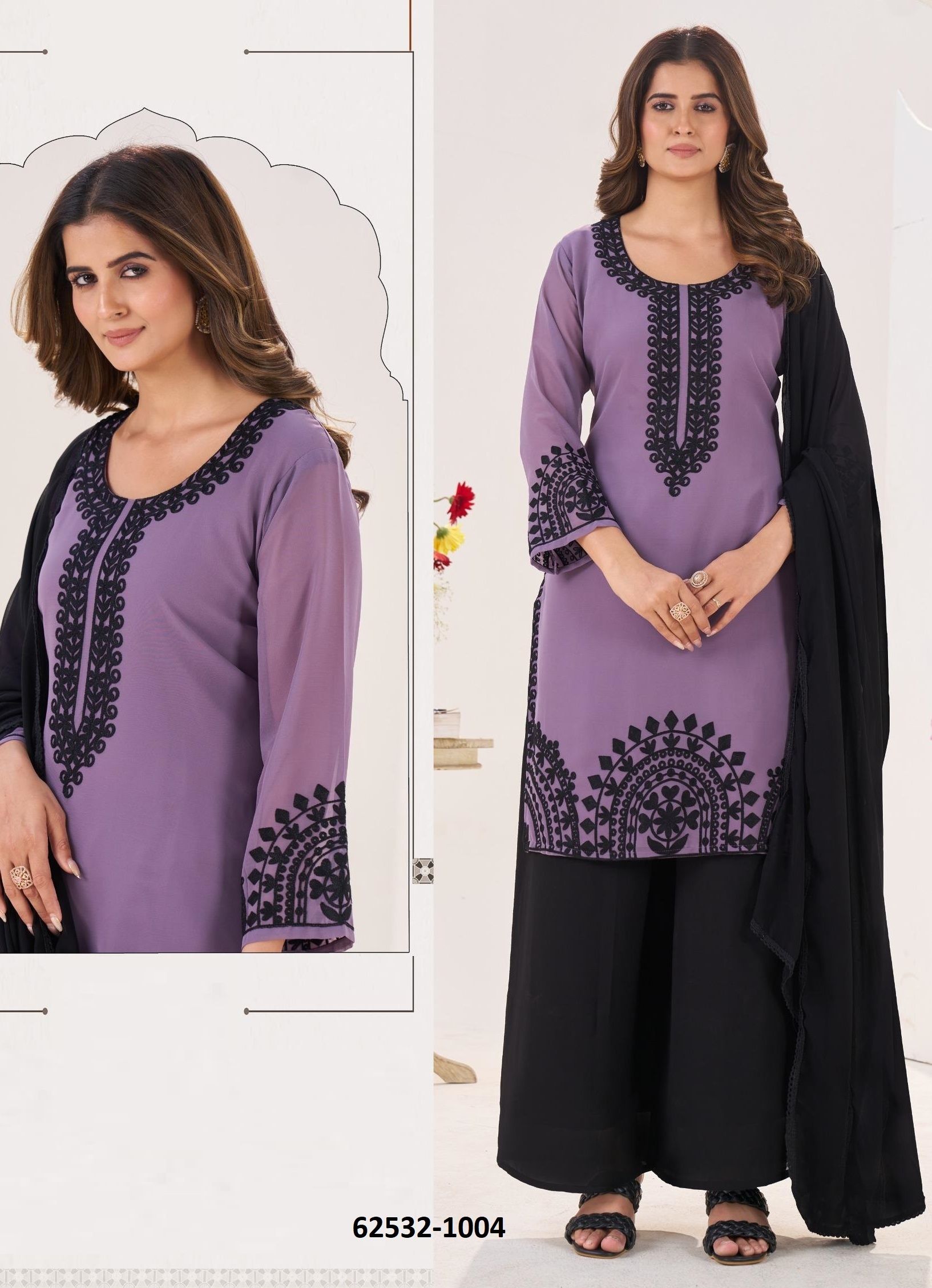 BLACK FOREST - Catalog # 62532 (Set of 4 Readymade Salwar Suits) by Desi Muse BLACK FOREST - Catalog # 62532 (Set of 4 Readymade Salwar Suits) by Desi Muse