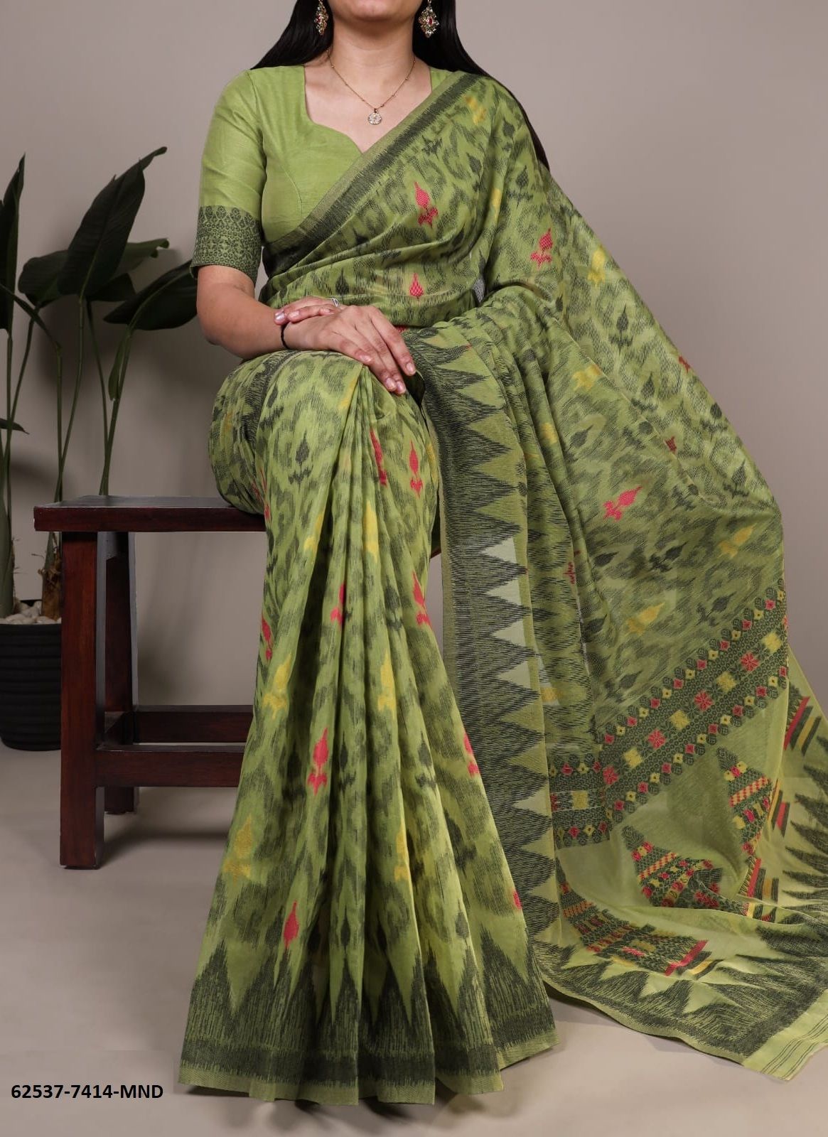 COTTON WEAVING 7414 - Catalog # 62537 (Set of 4 Sarees) by Aabharan