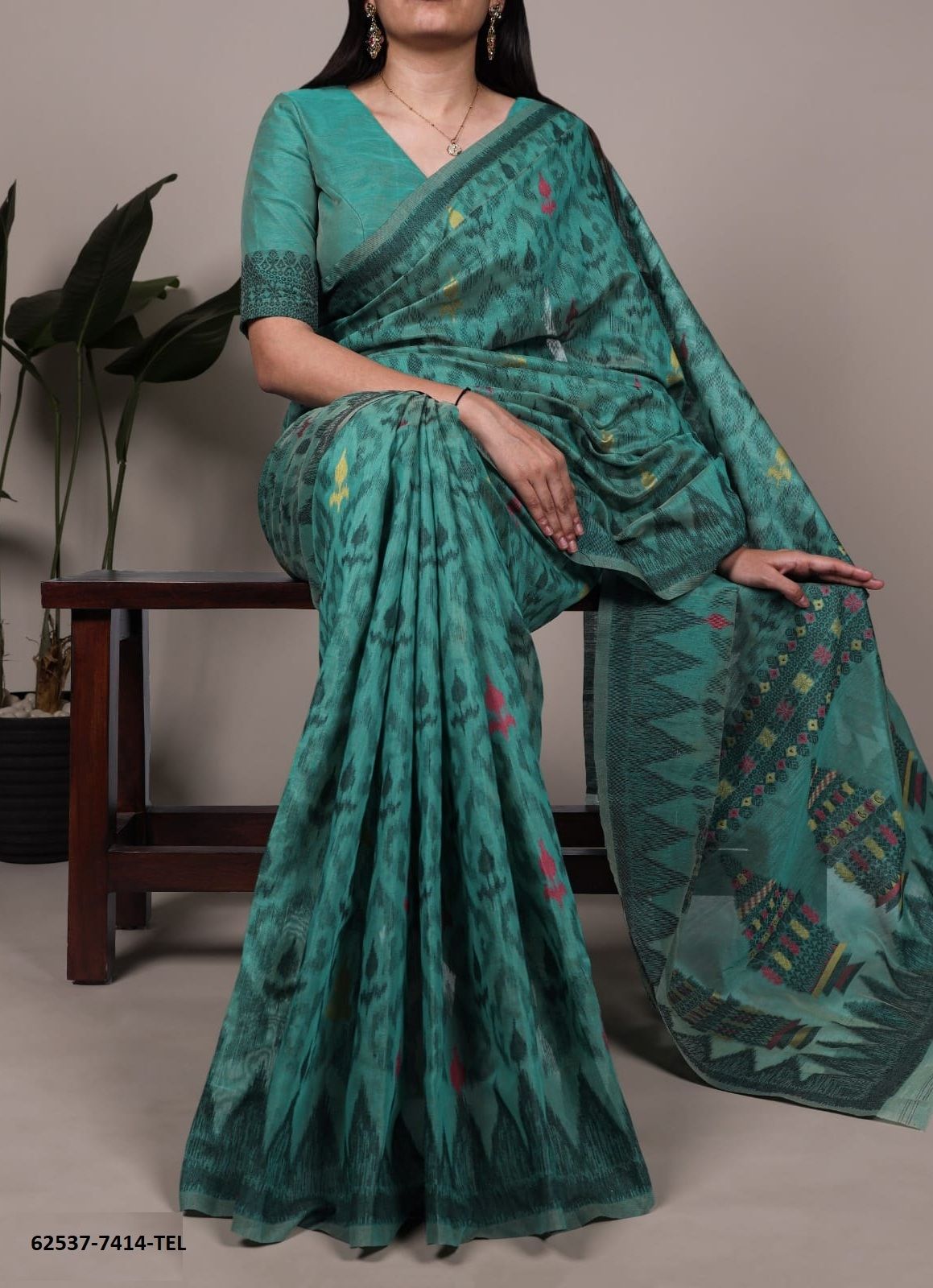 COTTON WEAVING 7414 - Catalog # 62537 (Set of 4 Sarees) by Aabharan
