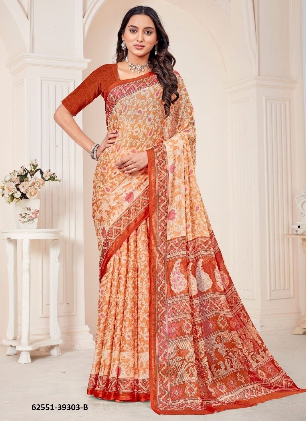 STAR CHIFFON 184 - Catalog # 62551 (Set of 12 Sarees) by Ruchi Sarees