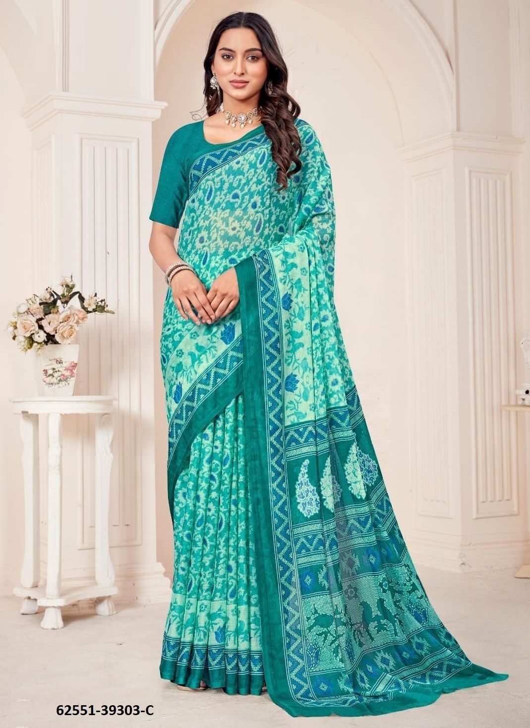 STAR CHIFFON 184 - Catalog # 62551 (Set of 12 Sarees) by Ruchi Sarees