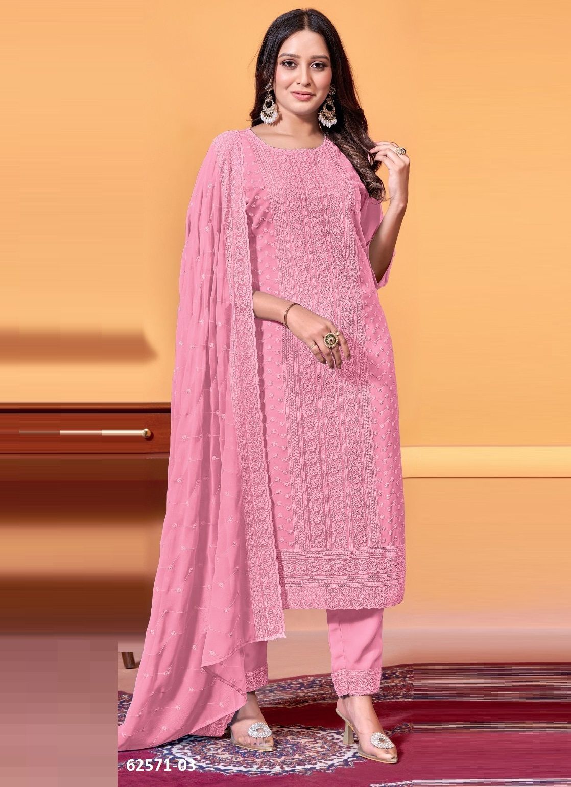 NAZAR STAR - Catalog # 62571 (Set of 4 SIZE-SETS [Readymade Salwar Suits]) by Tunic House