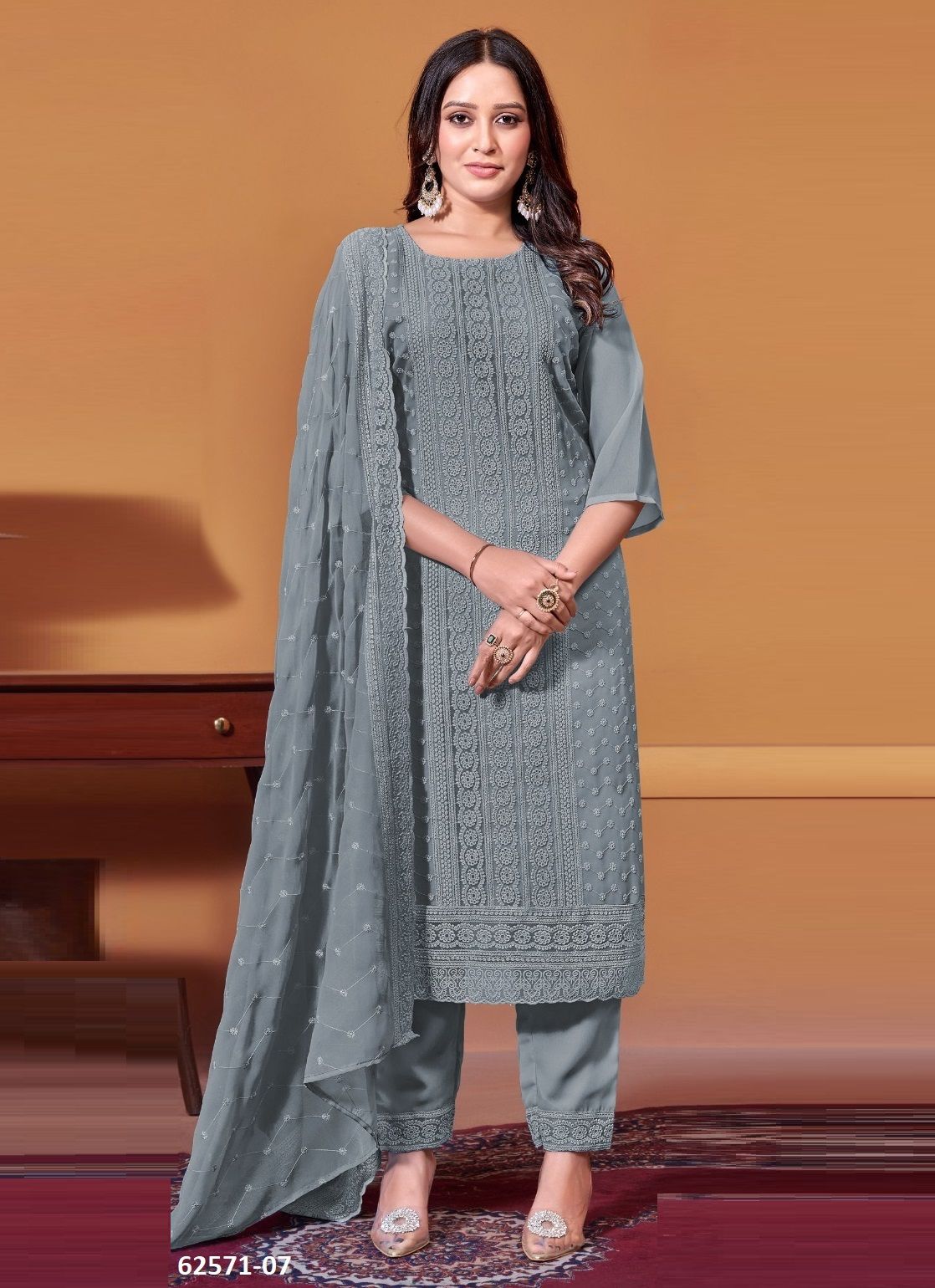 NAZAR STAR - Catalog # 62571 (Set of 4 SIZE-SETS [Readymade Salwar Suits]) by Tunic House