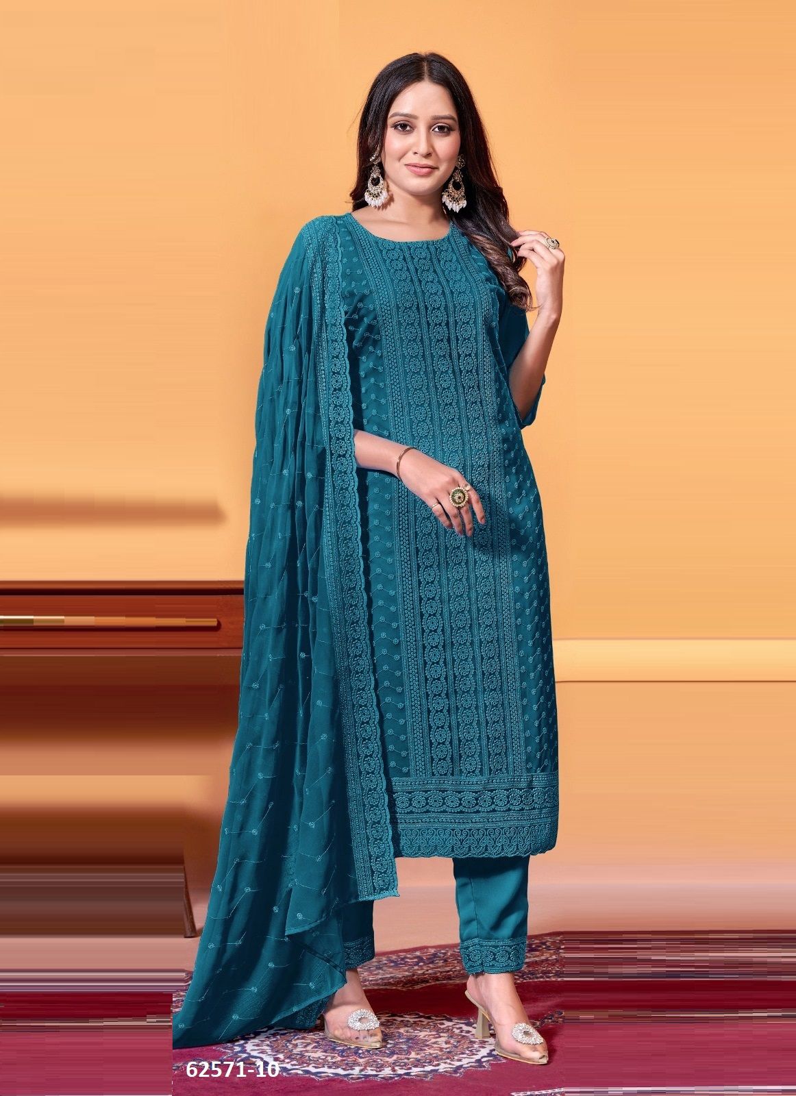 NAZAR STAR - Catalog # 62571 (Set of 4 SIZE-SETS [Readymade Salwar Suits]) by Tunic House