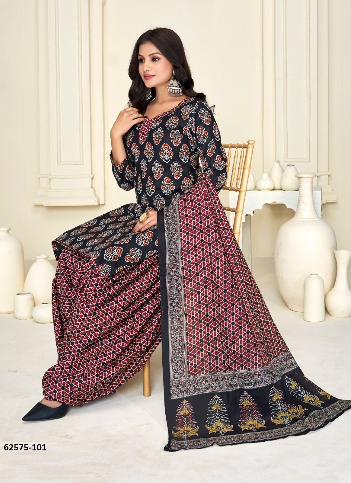 AJRAKH PRINTED 101 - Catalog # 62575 (Set of 10 Readymade Salwar Suits) by Aabharan AJRAKH PRINTED 101 - Catalog # 62575 (Set of 10 Readymade Salwar Suits) by Aabharan
