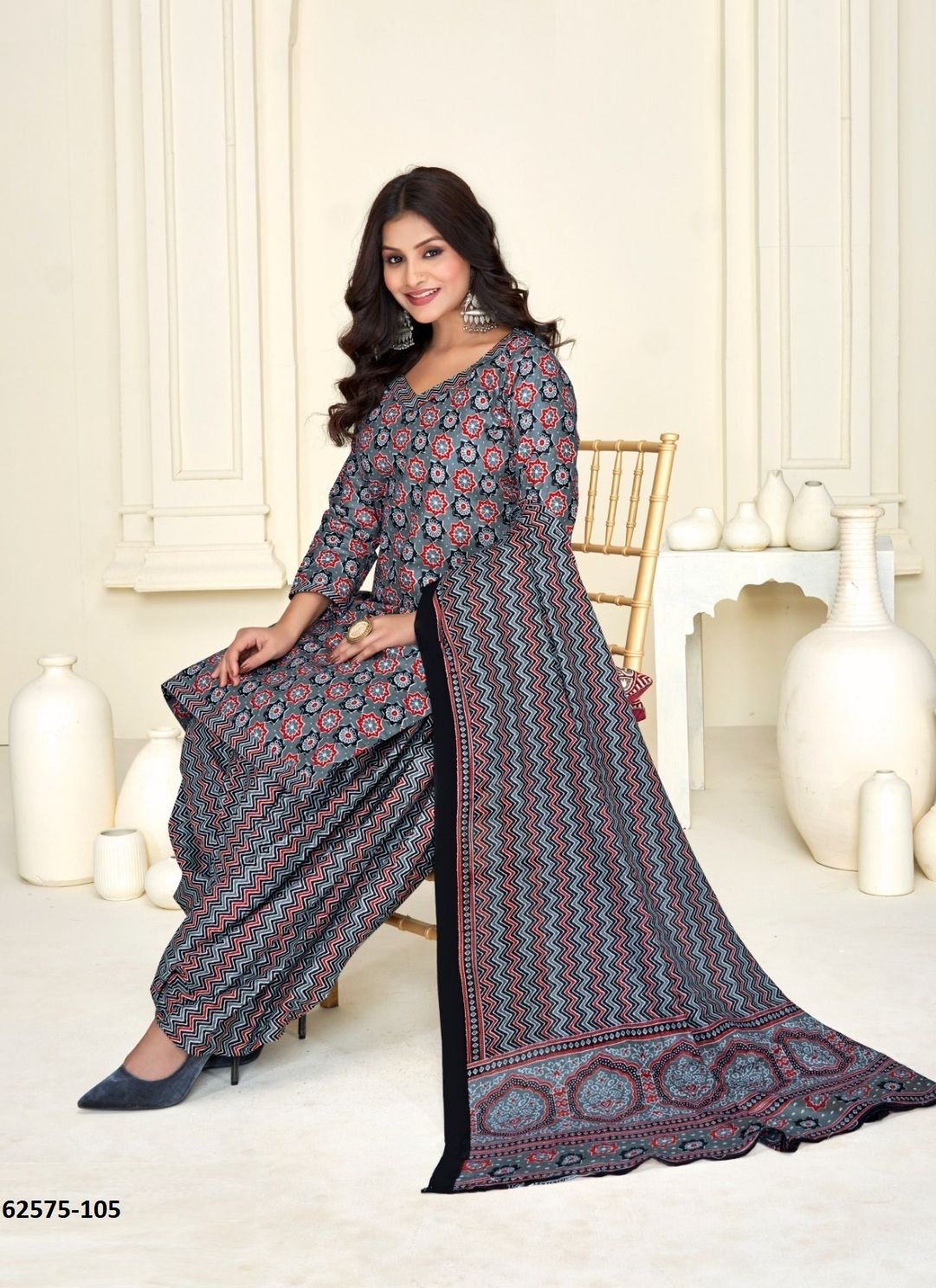 AJRAKH PRINTED 101 - Catalog # 62575 (Set of 10 Readymade Salwar Suits) by Aabharan AJRAKH PRINTED 101 - Catalog # 62575 (Set of 10 Readymade Salwar Suits) by Aabharan