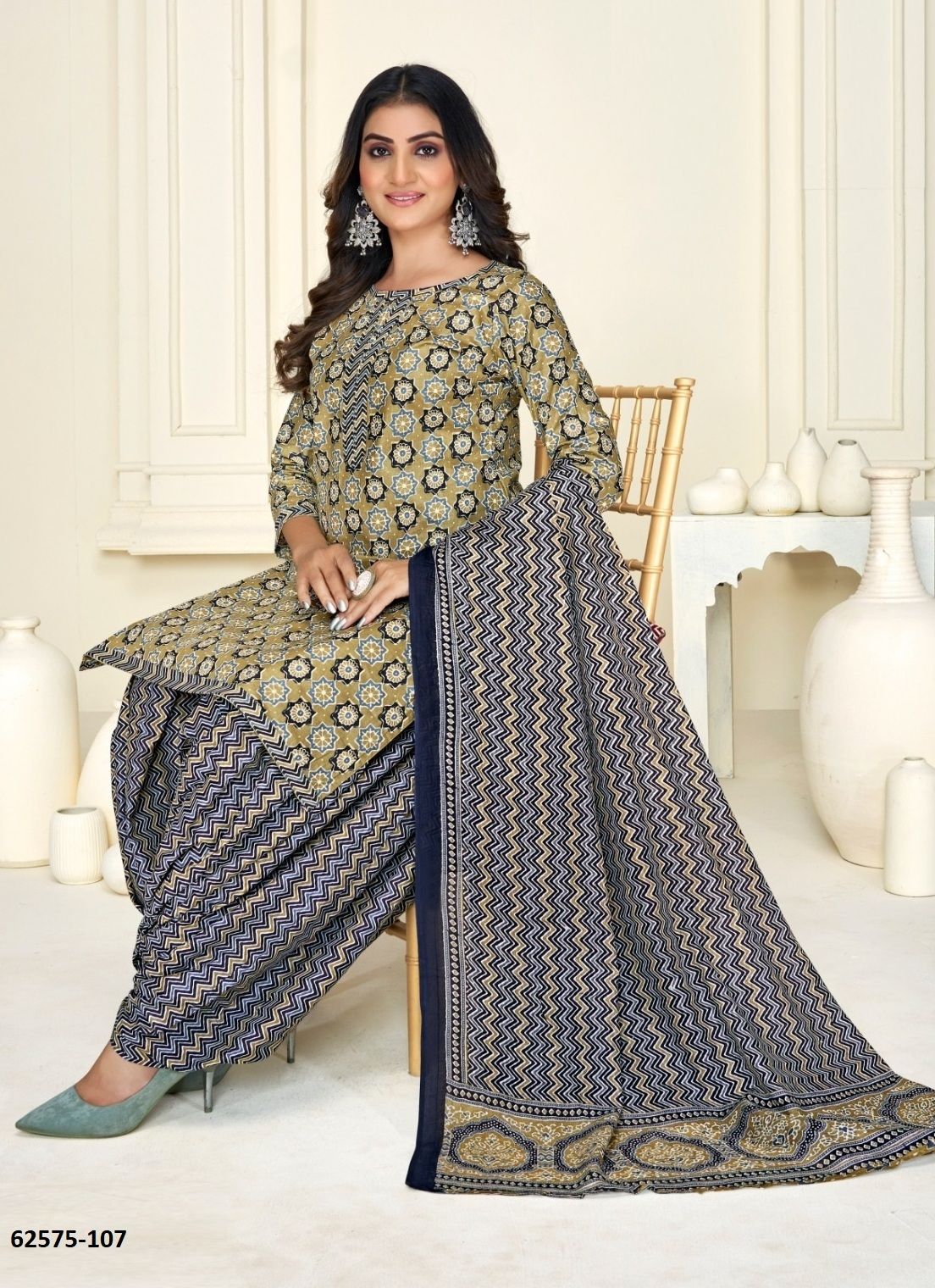 AJRAKH PRINTED 101 - Catalog # 62575 (Set of 10 Readymade Salwar Suits) by Aabharan AJRAKH PRINTED 101 - Catalog # 62575 (Set of 10 Readymade Salwar Suits) by Aabharan