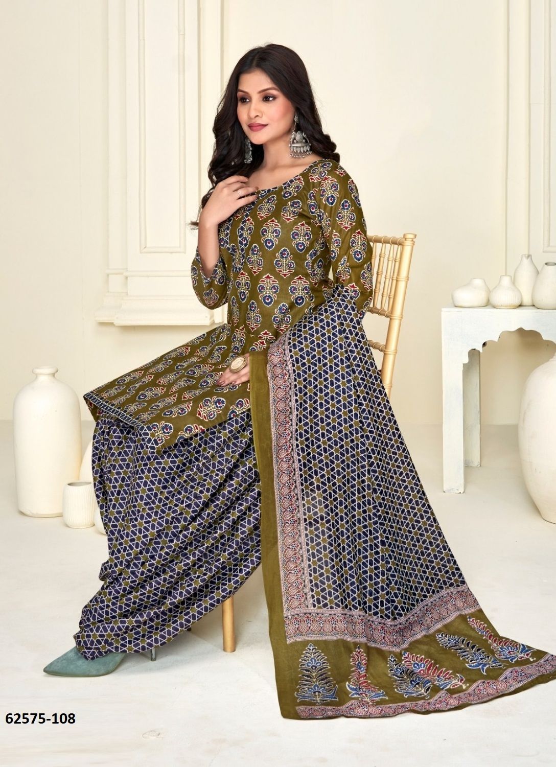 AJRAKH PRINTED 101 - Catalog # 62575 (Set of 10 Readymade Salwar Suits) by Aabharan AJRAKH PRINTED 101 - Catalog # 62575 (Set of 10 Readymade Salwar Suits) by Aabharan