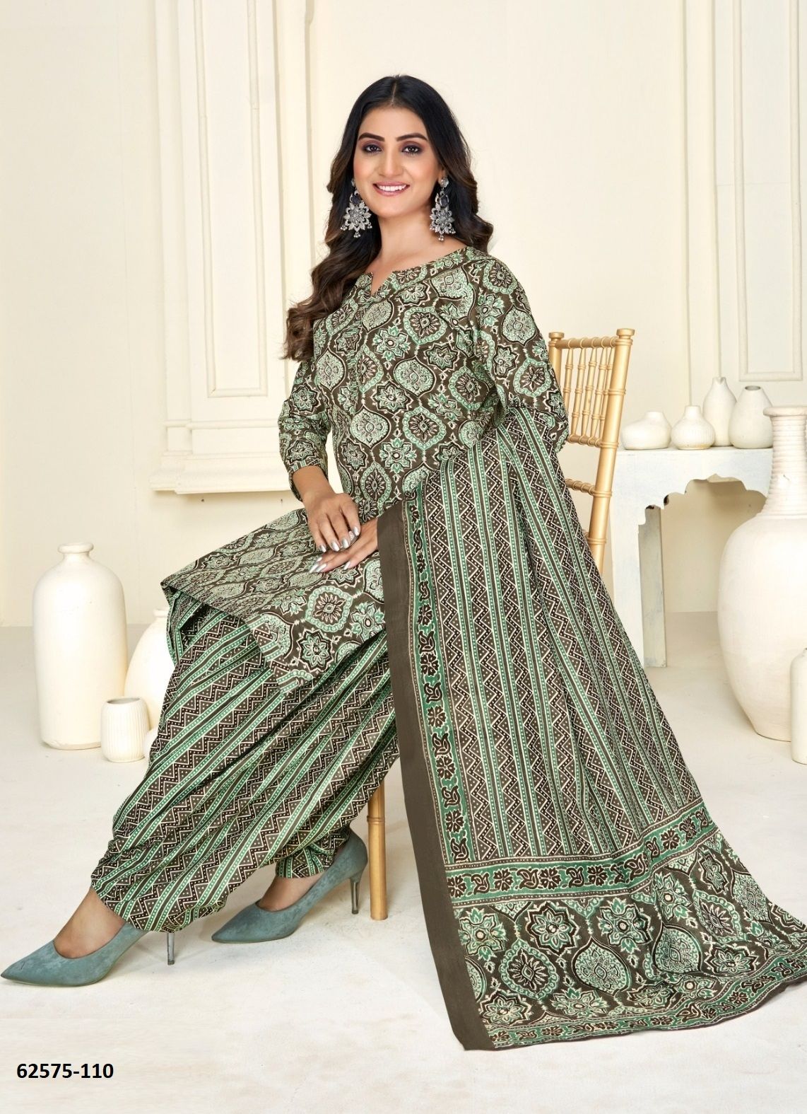 AJRAKH PRINTED 101 - Catalog # 62575 (Set of 10 Readymade Salwar Suits) by Aabharan AJRAKH PRINTED 101 - Catalog # 62575 (Set of 10 Readymade Salwar Suits) by Aabharan