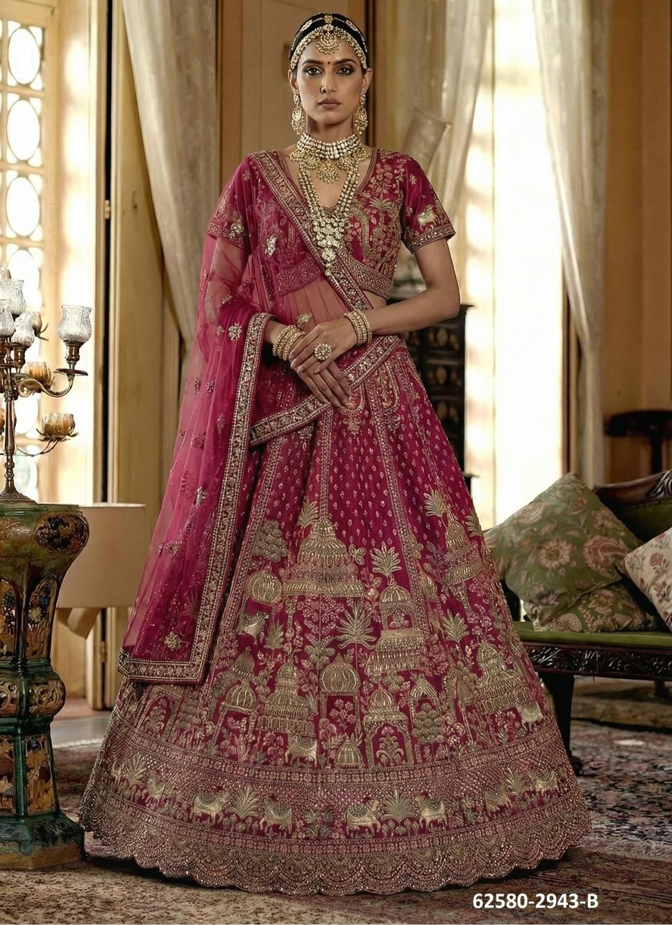 SERIES 2941-2948 - Catalog # 62580 (Set of 13 Semi-Stitched Lehengas) by Meheriya