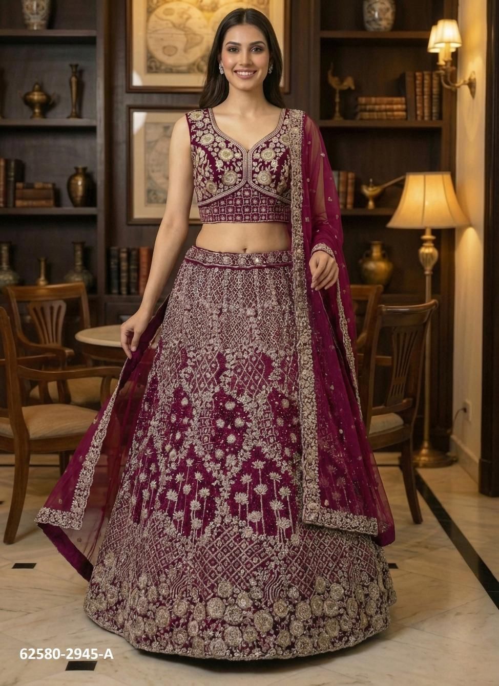 SERIES 2941-2948 - Catalog # 62580 (Set of 13 Semi-Stitched Lehengas) by Meheriya