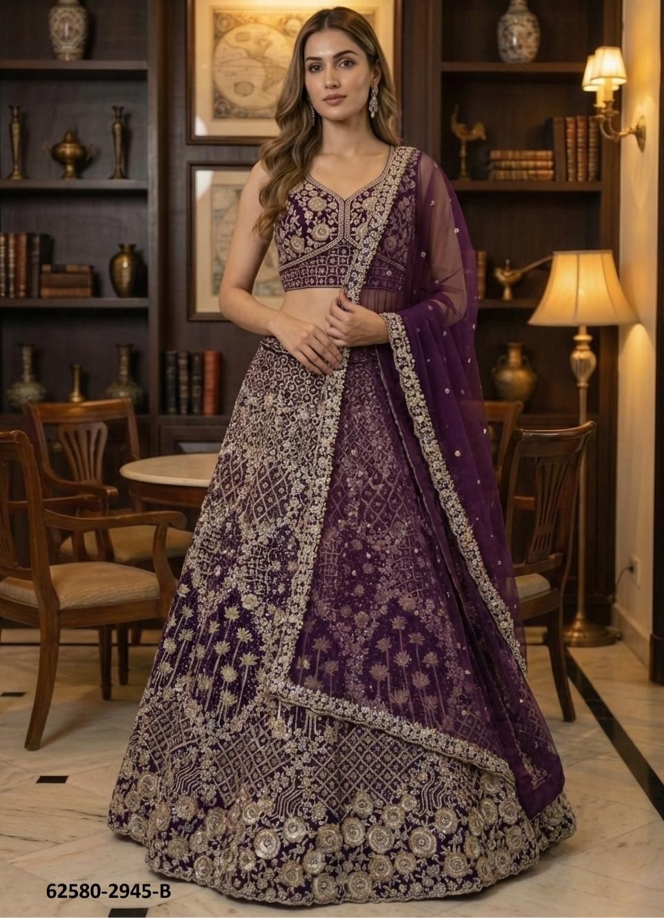SERIES 2941-2948 - Catalog # 62580 (Set of 13 Semi-Stitched Lehengas) by Meheriya