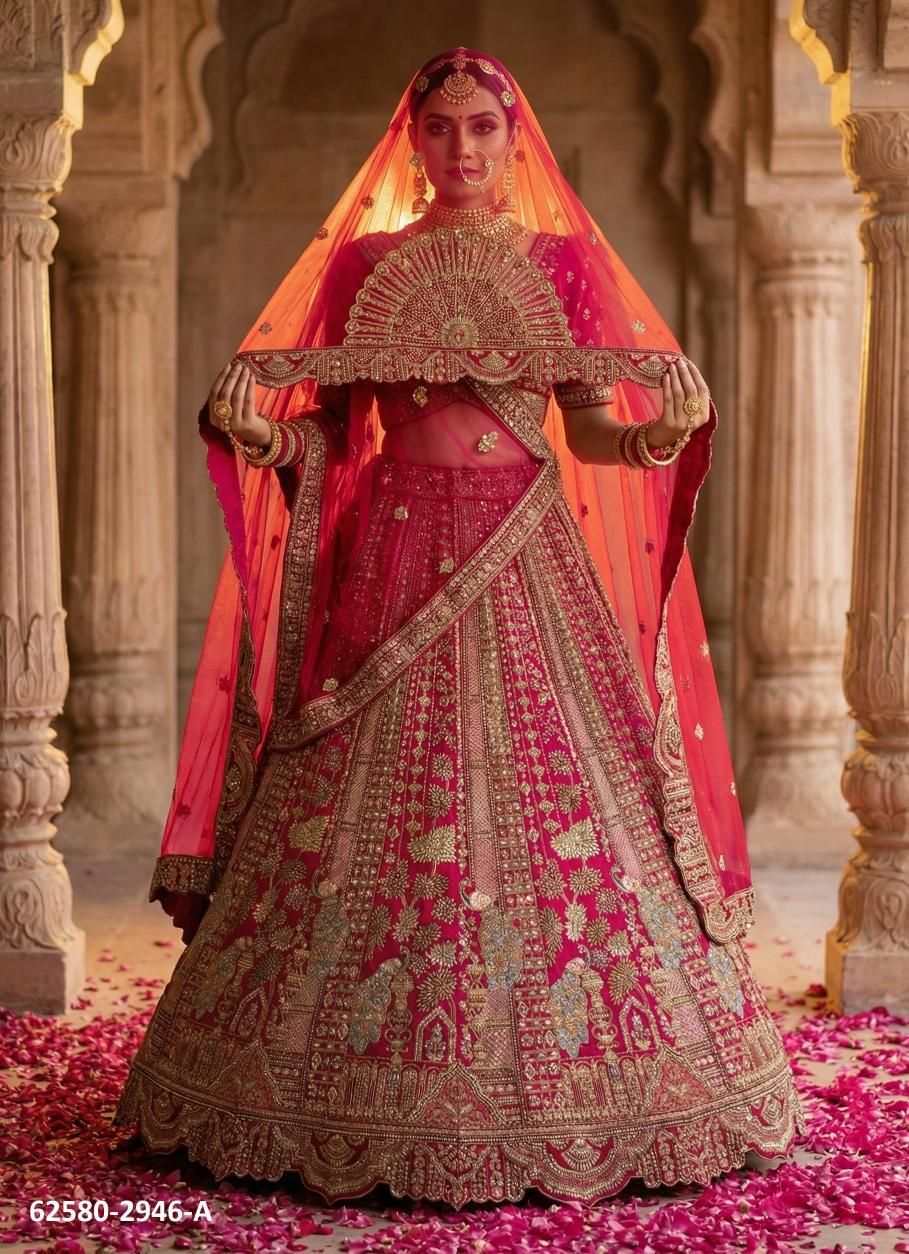 SERIES 2941-2948 - Catalog # 62580 (Set of 13 Semi-Stitched Lehengas) by Meheriya