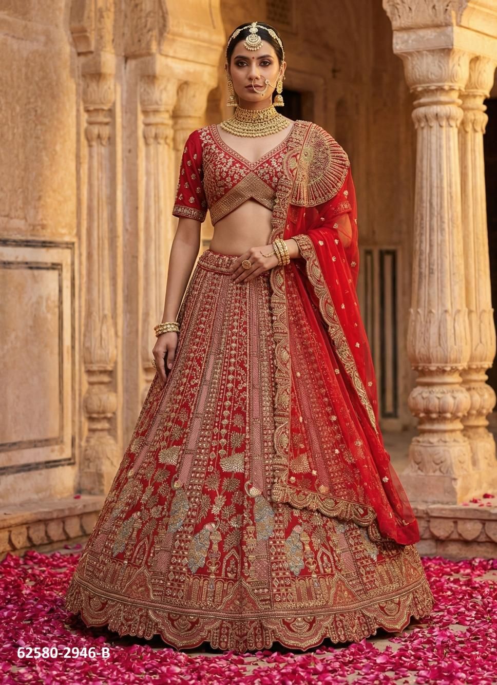 SERIES 2941-2948 - Catalog # 62580 (Set of 13 Semi-Stitched Lehengas) by Meheriya