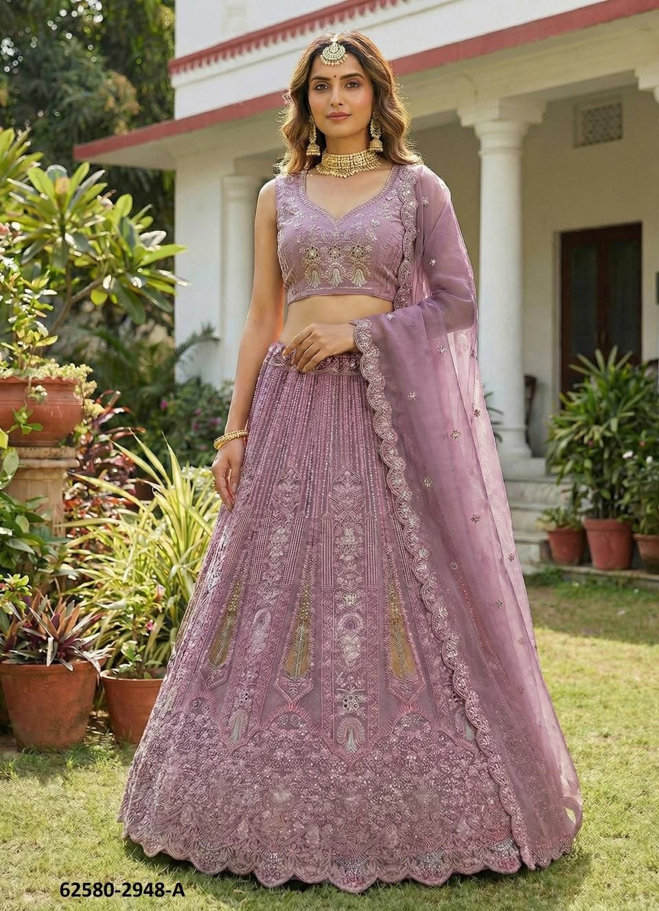 SERIES 2941-2948 - Catalog # 62580 (Set of 13 Semi-Stitched Lehengas) by Meheriya