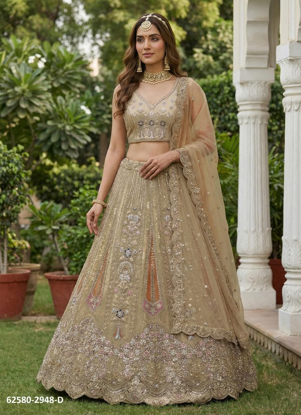 SERIES 2941-2948 - Catalog # 62580 (Set of 13 Semi-Stitched Lehengas) by Meheriya
