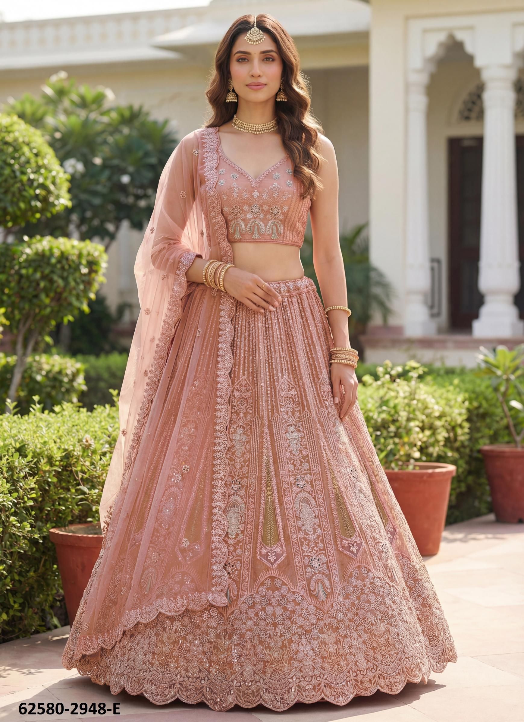 SERIES 2941-2948 - Catalog # 62580 (Set of 13 Semi-Stitched Lehengas) by Meheriya