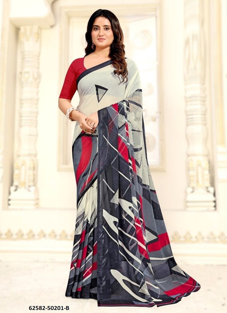 STAR CHIFFON 209-210 - Catalog # 62582 (Set of 12 Sarees) by Ruchi Sarees