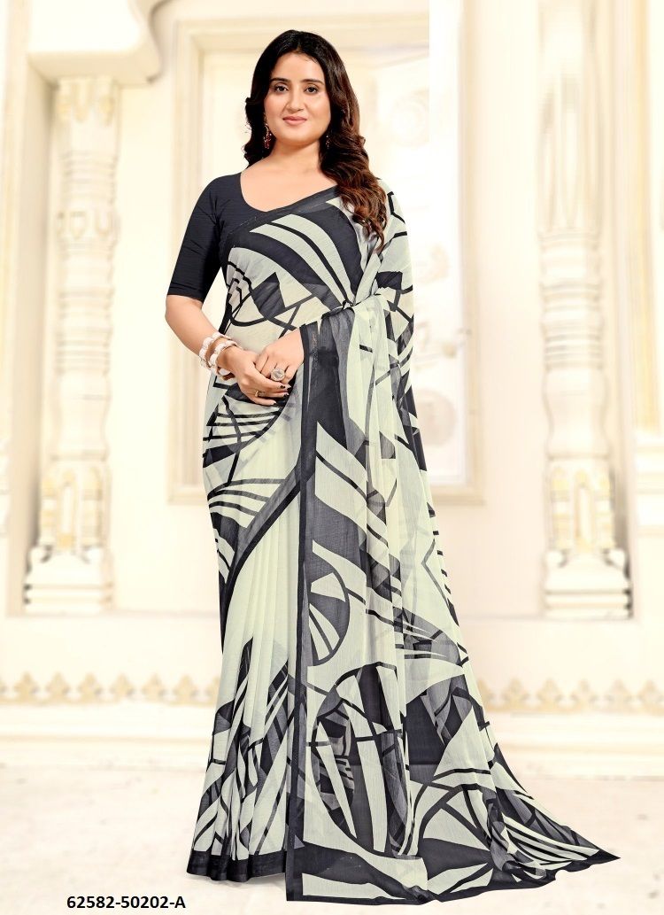 STAR CHIFFON 209-210 - Catalog # 62582 (Set of 12 Sarees) by Ruchi Sarees