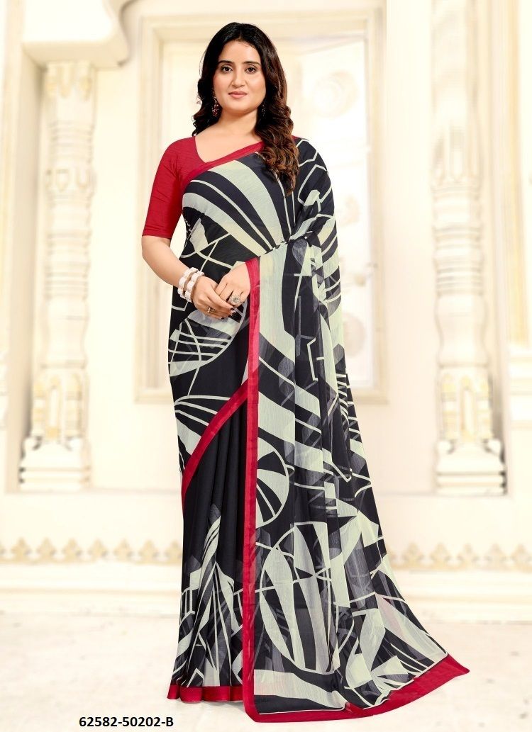 STAR CHIFFON 209-210 - Catalog # 62582 (Set of 12 Sarees) by Ruchi Sarees