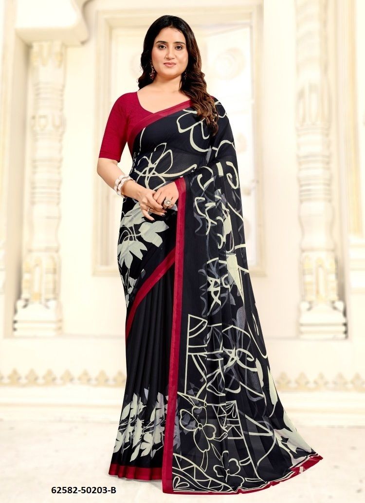 STAR CHIFFON 209-210 - Catalog # 62582 (Set of 12 Sarees) by Ruchi Sarees