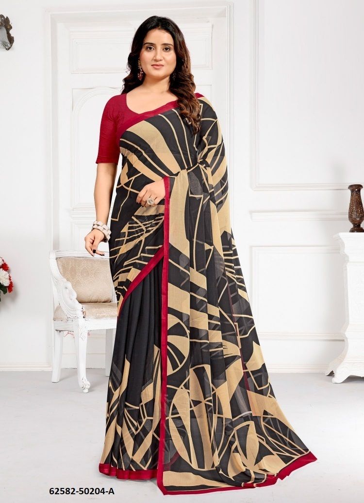 STAR CHIFFON 209-210 - Catalog # 62582 (Set of 12 Sarees) by Ruchi Sarees