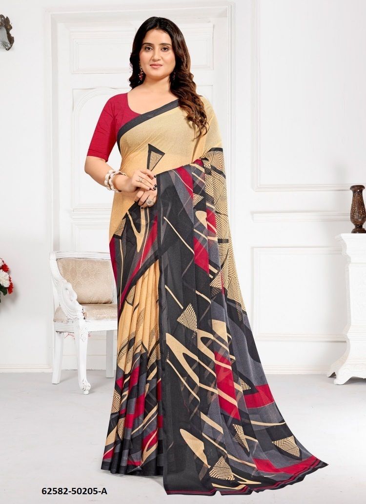 STAR CHIFFON 209-210 - Catalog # 62582 (Set of 12 Sarees) by Ruchi Sarees