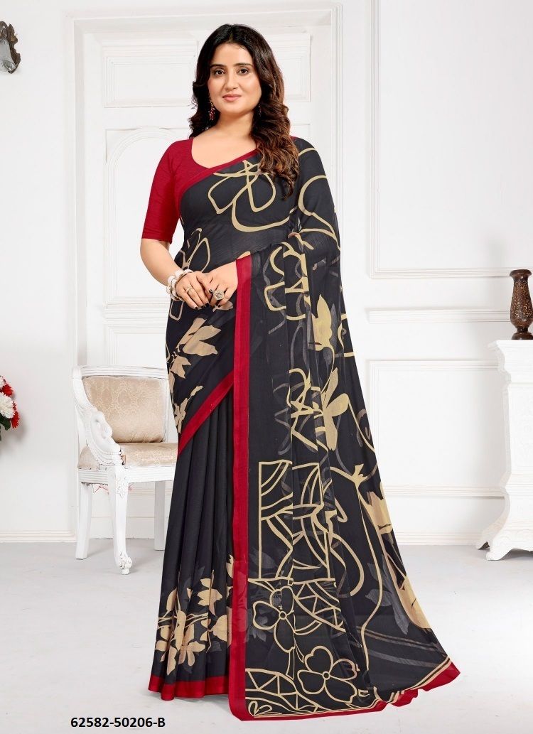 STAR CHIFFON 209-210 - Catalog # 62582 (Set of 12 Sarees) by Ruchi Sarees