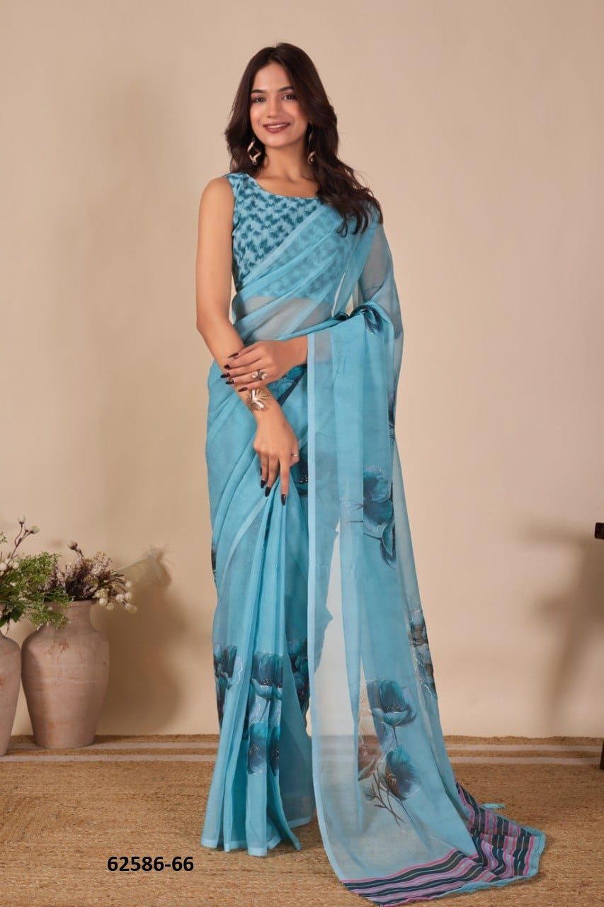 FLOWER PRINT 1 - Catalog # 62586 (Set of 4 Sarees) by Aabharan FLOWER PRINT 1 - Catalog # 62586 (Set of 4 Sarees) by Aabharan