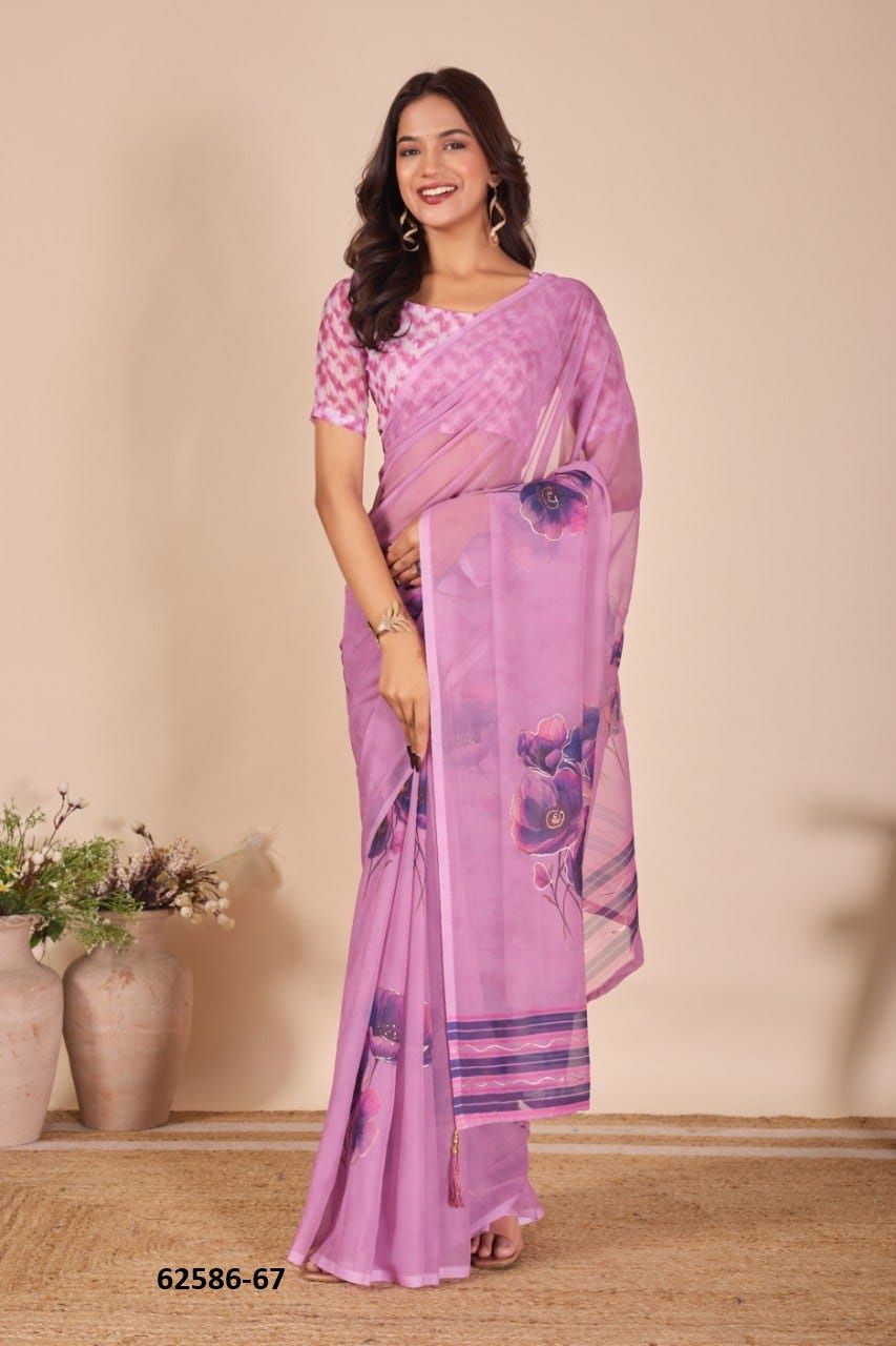 FLOWER PRINT 1 - Catalog # 62586 (Set of 4 Sarees) by Aabharan FLOWER PRINT 1 - Catalog # 62586 (Set of 4 Sarees) by Aabharan