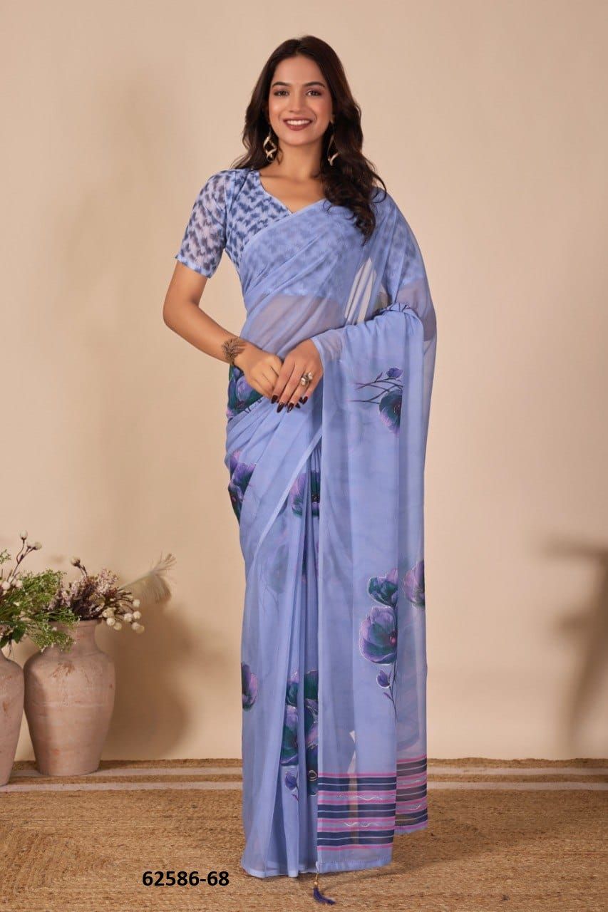 FLOWER PRINT 1 - Catalog # 62586 (Set of 4 Sarees) by Aabharan FLOWER PRINT 1 - Catalog # 62586 (Set of 4 Sarees) by Aabharan