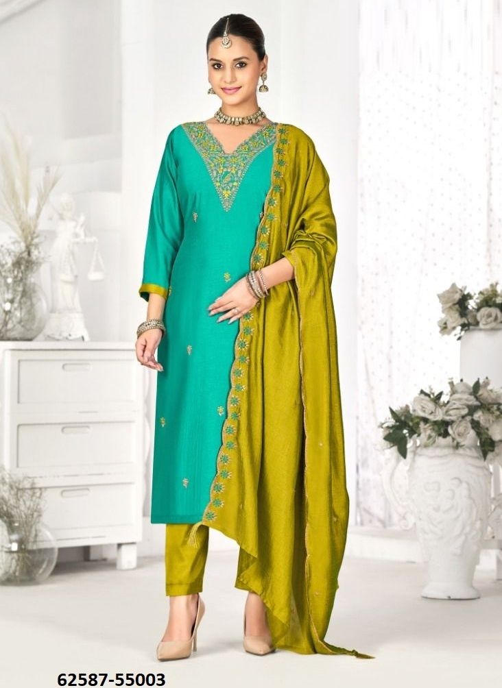 SUNAYANA - Catalog # 62587 (Set of 12 Readymade Salwar Suits) by Meheriya