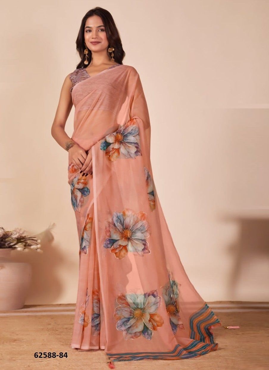 FLOWER PRINT 2 - Catalog # 62588 (Set of 4 Sarees) by Serengeti FLOWER PRINT 2 - Catalog # 62588 (Set of 4 Sarees) by Serengeti