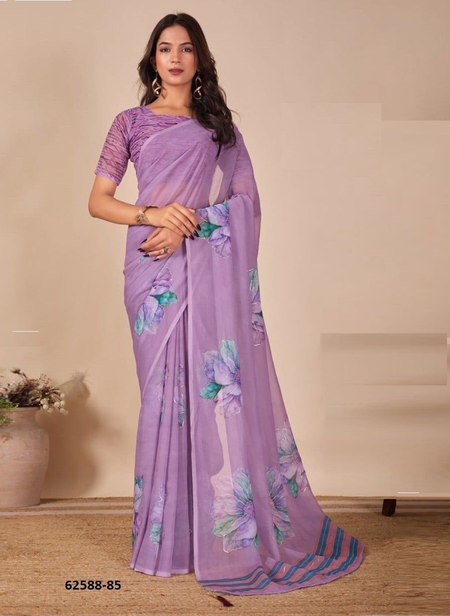 FLOWER PRINT 2 - Catalog # 62588 (Set of 4 Sarees) by Serengeti FLOWER PRINT 2 - Catalog # 62588 (Set of 4 Sarees) by Serengeti