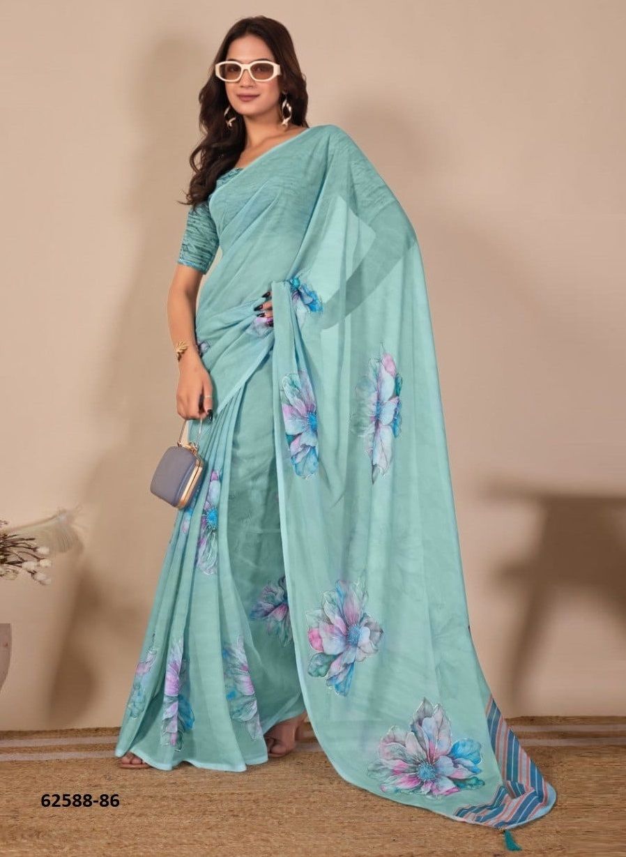FLOWER PRINT 2 - Catalog # 62588 (Set of 4 Sarees) by Serengeti FLOWER PRINT 2 - Catalog # 62588 (Set of 4 Sarees) by Serengeti