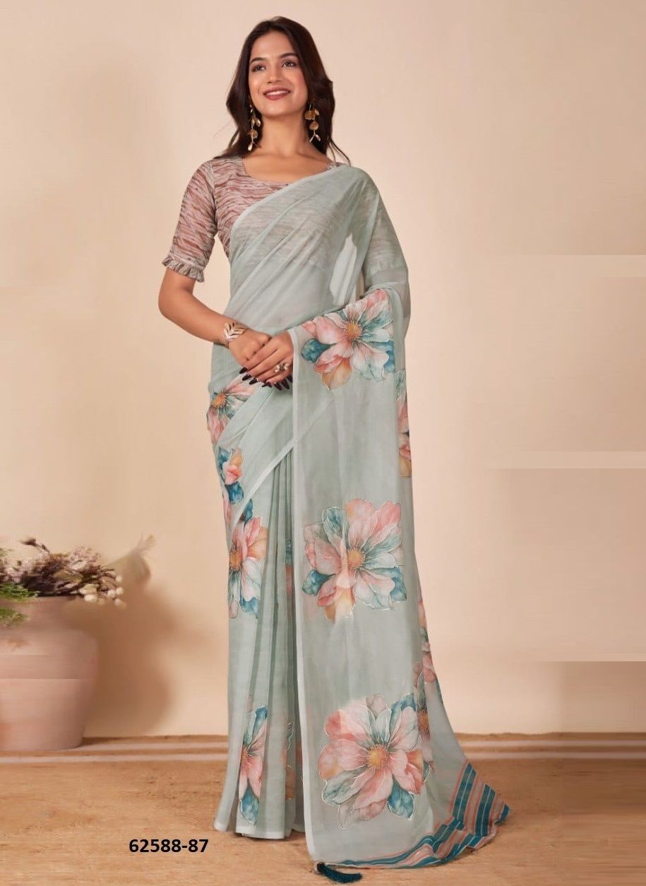 FLOWER PRINT 2 - Catalog # 62588 (Set of 4 Sarees) by Serengeti FLOWER PRINT 2 - Catalog # 62588 (Set of 4 Sarees) by Serengeti