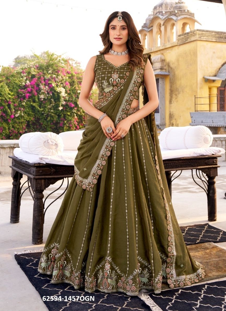 SAMAIRA - Catalog # 62594 (Set of 4 Semi-Stitched Lehengas) by Meheriya SAMAIRA - Catalog # 62594 (Set of 4 Semi-Stitched Lehengas) by Meheriya